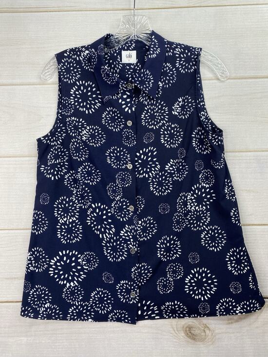 CAbi Tops - Cabi Top Womens S Sleeveless Button Up Blue Geometric Floral Mod Retro Boho